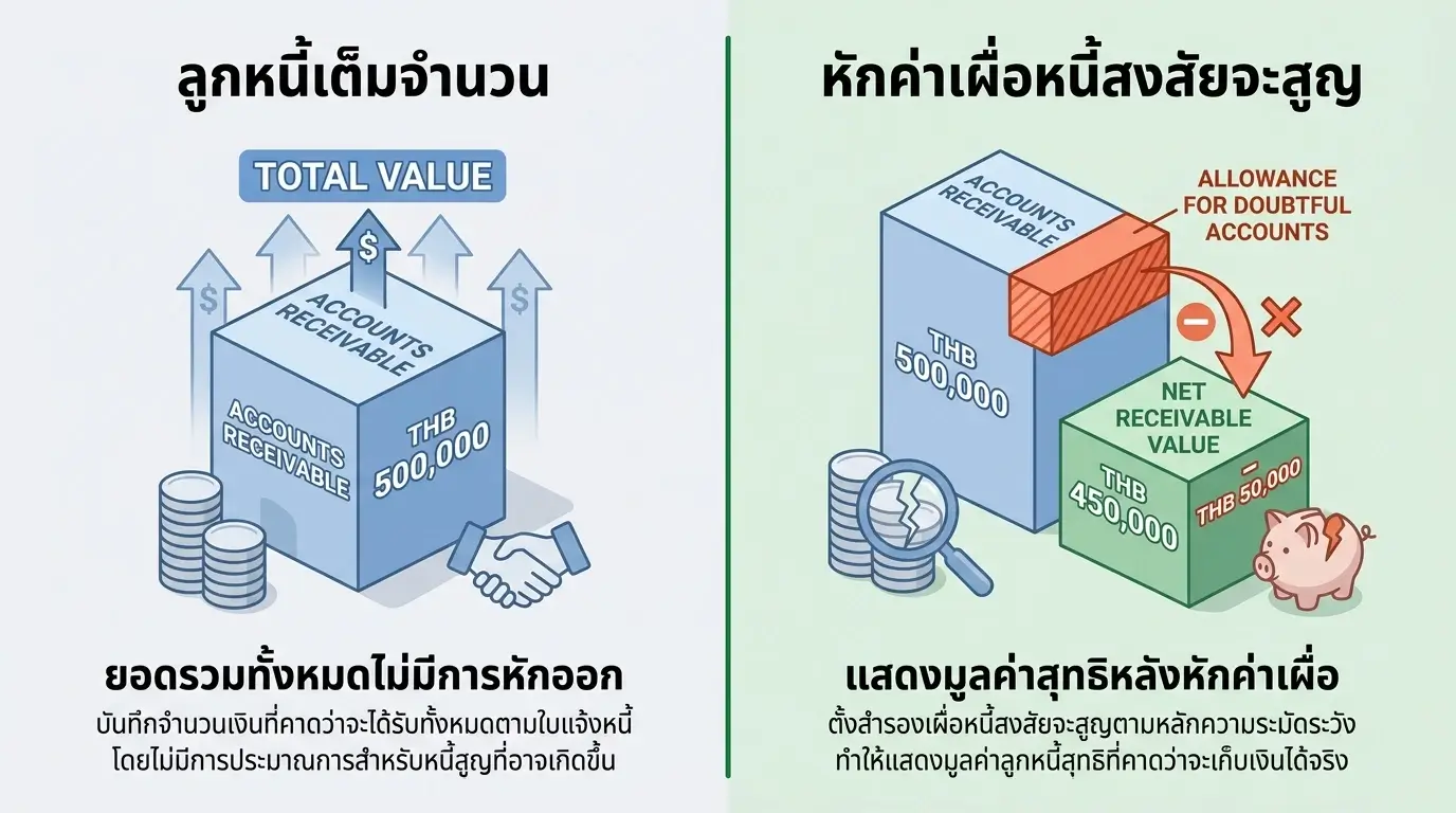 3 วิธีคำนวณค่าเผื่อหนี้สงสัยจะสูญ — % ยอดขายเชื่อ, % ลูกหนี้คงเหลือ, การวิเคราะห์อายุลูกหนี้ | Simple Balance